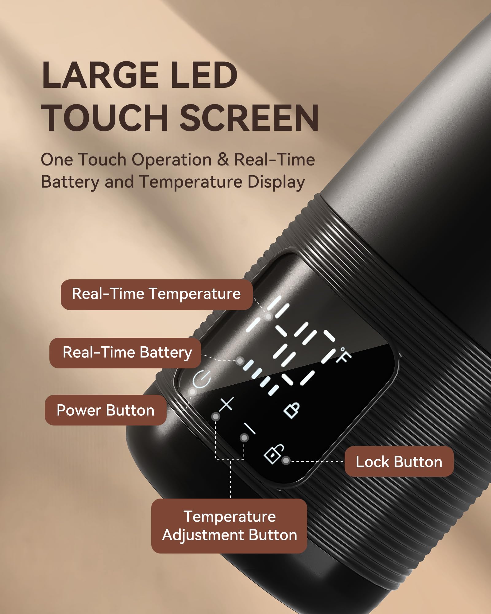 Smart Temperature Control Heated Coffee Mug - 12oz Rechargeable Travel Mug with 6-10 Hour Battery Life, LED Display & Leak-Proof Lid - Perfect for Travel, Road Trips, Camping, Hiking, Office & Car Use
