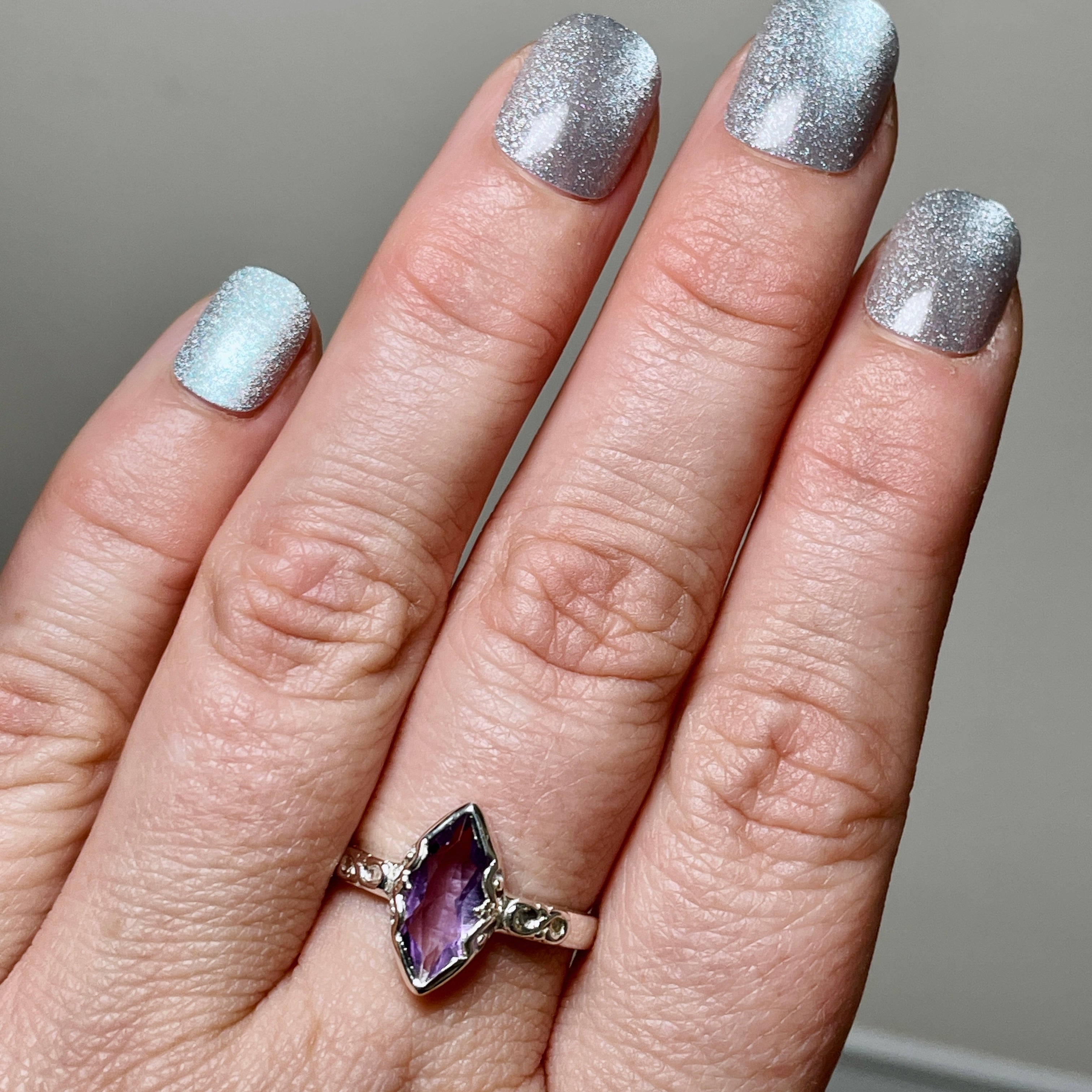 Amethyst Faceted Marquise Ring in Decorative Setting R3726 - Elegant Jewelry for Women, Perfect for Weddings, Parties & Special Occasions