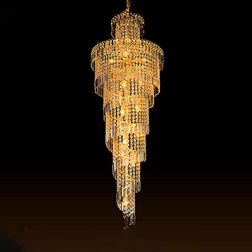 LITFAD Modern Spiral Chandelier - 16-Light Crystal Pendant Lighting Fixture in Gold, Luxury Hanging Lamp for Living Room, Hotel, Restaurant & Corridor | Elegant Ceiling Light for Dining Room, Foyer & Wedding Venue Decoration