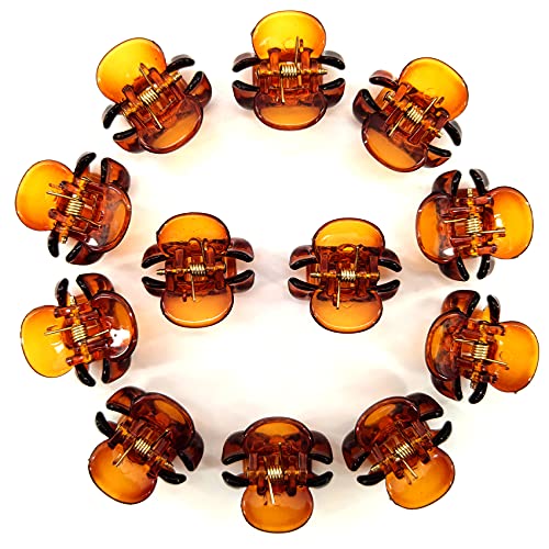 Zayin Mini Butterfly Hair Claws - 12 Pack Anti-Slip Hair Clips for Thin & Straight Hair | Colorful Small Barrettes for Kids, Boys, Girls & Adults (Brown) | Perfect for School, Parties & Everyday Styling