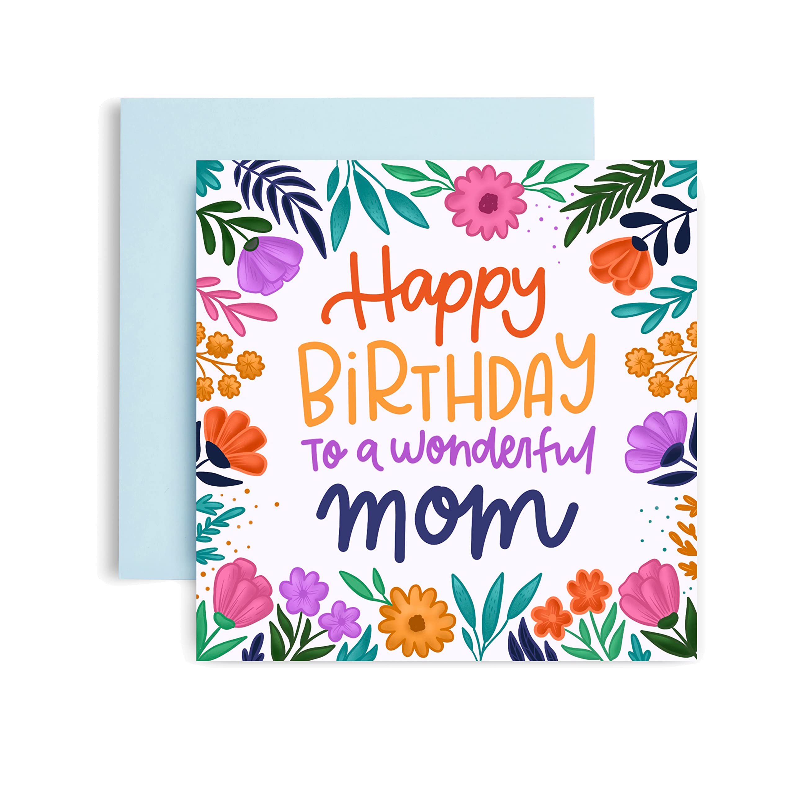 Huxters Floral Print Birthday Card for Mom - Unique & Luxurious Greeting Card with Vivid Colors - Recyclable Envelope Included - 5.8 x 5.8 Inch - Perfect Mother's Day Gift & Thoughtful Present for Women - Ideal for Birthday Wishes, Special Occasions & Keepsake Memories