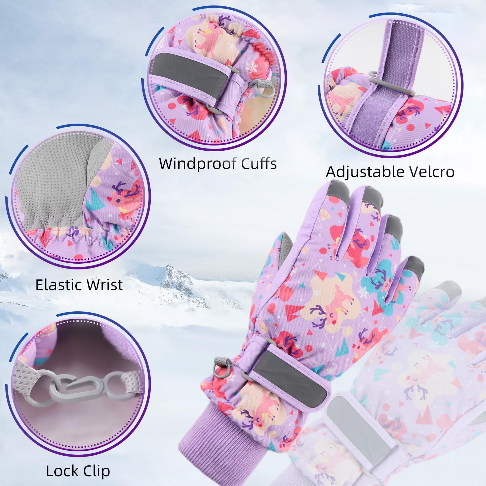**Warm Kids Ski Gloves for Boys & Girls - Waterproof Winter Snow Gloves with Fleece Lining for Skiing & Snowboarding - Perfect for Cold Weather Outdoor Activities**