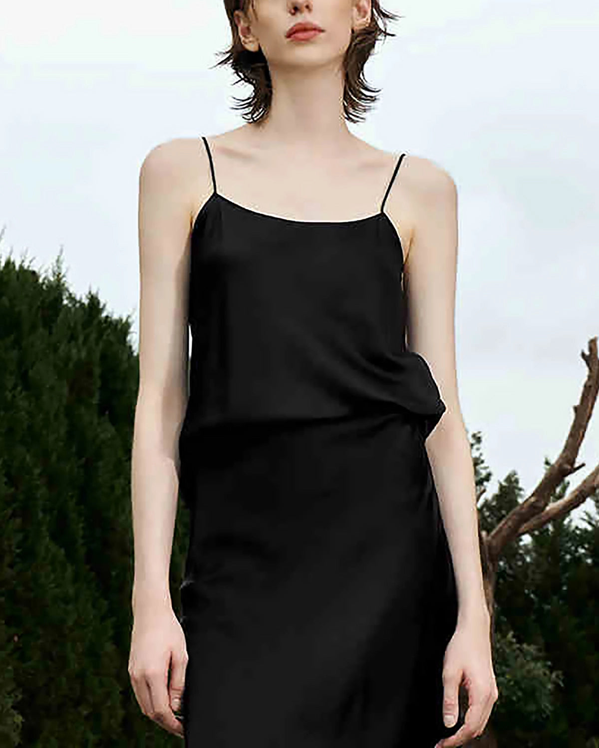 Elegant Scoop Neck Silk Camisole Top - Women's Luxury Satin Sleepwear & Loungewear - Perfect for Bedtime, Relaxing at Home, and Layering Under Blazers