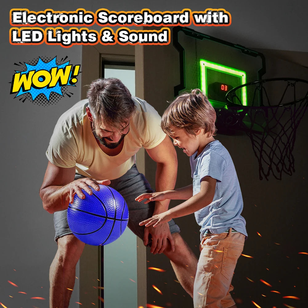 VATOS Mini Basketball Hoop Set with Electronic Scoreboard - Auto Sound & Light Effects for Kids, Teens & Adults - Perfect for Indoor Games, Birthday Parties & Family Fun Activities