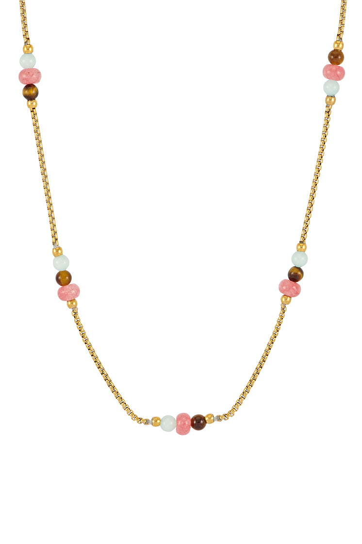 Multi Gemstone Rope Chain Necklace for Women - Elegant Beaded Jewelry with Natural Stones - Perfect for Parties, Weddings & Everyday Wear