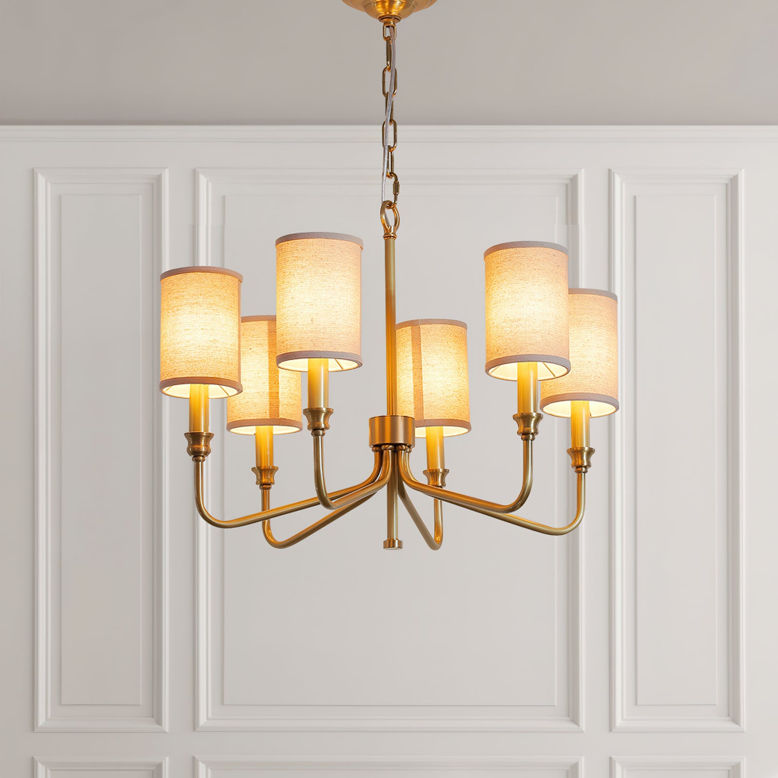 Modern Cylinder Fabric Chandelier - Elegant Ceiling Light Fixture for Living Room, Bedroom & Dining Room - Perfect for Home Decor & Interior Design