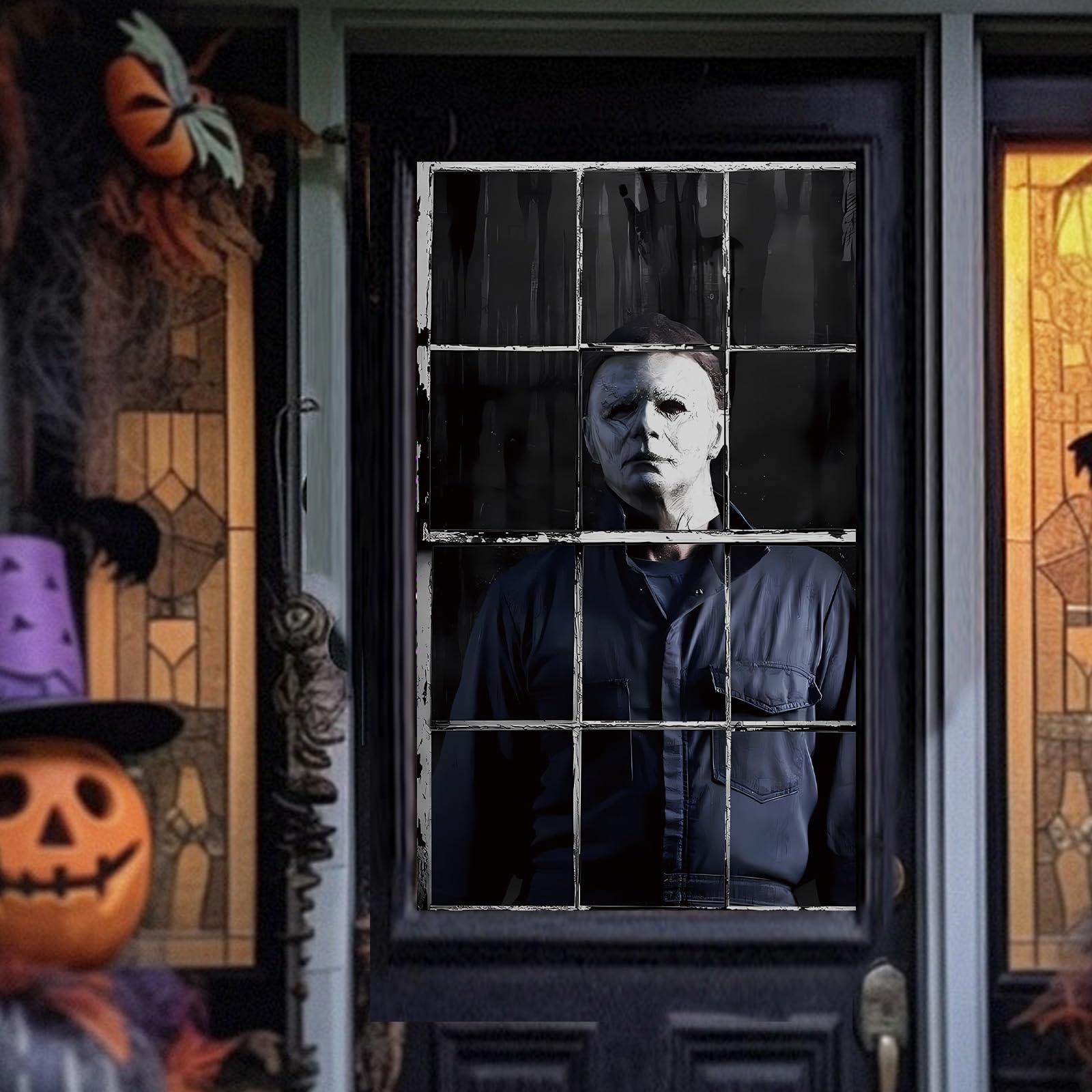 Michael Myers Halloween Polyester Curtain - 47'' x 32'' Spooky Window & Door Cover for Halloween Decorations, Scary Party Backdrop - Perfect for Haunted House, Horror Movie Nights & Halloween Party Decor