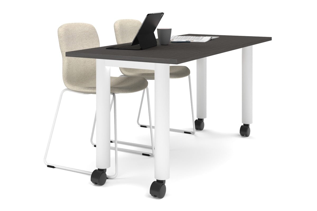 Quadro 80mm Cylinder Leg Mobile Table - 1800L x 700W Adjustable Rolling Workbench for Office, Workshop & Industrial Use