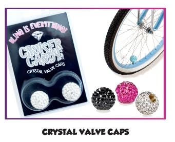 **Cruiser Candy Bling Rhinestone Crystal Tire Valve Stem Caps - Sparkling Air Valve Covers for Bicycle, E-Bike, Motorcycle, Car, Truck, SUV, ATV & Golf Cart (Fuchsia Hot Pink) - Add Glam to Your Ride**