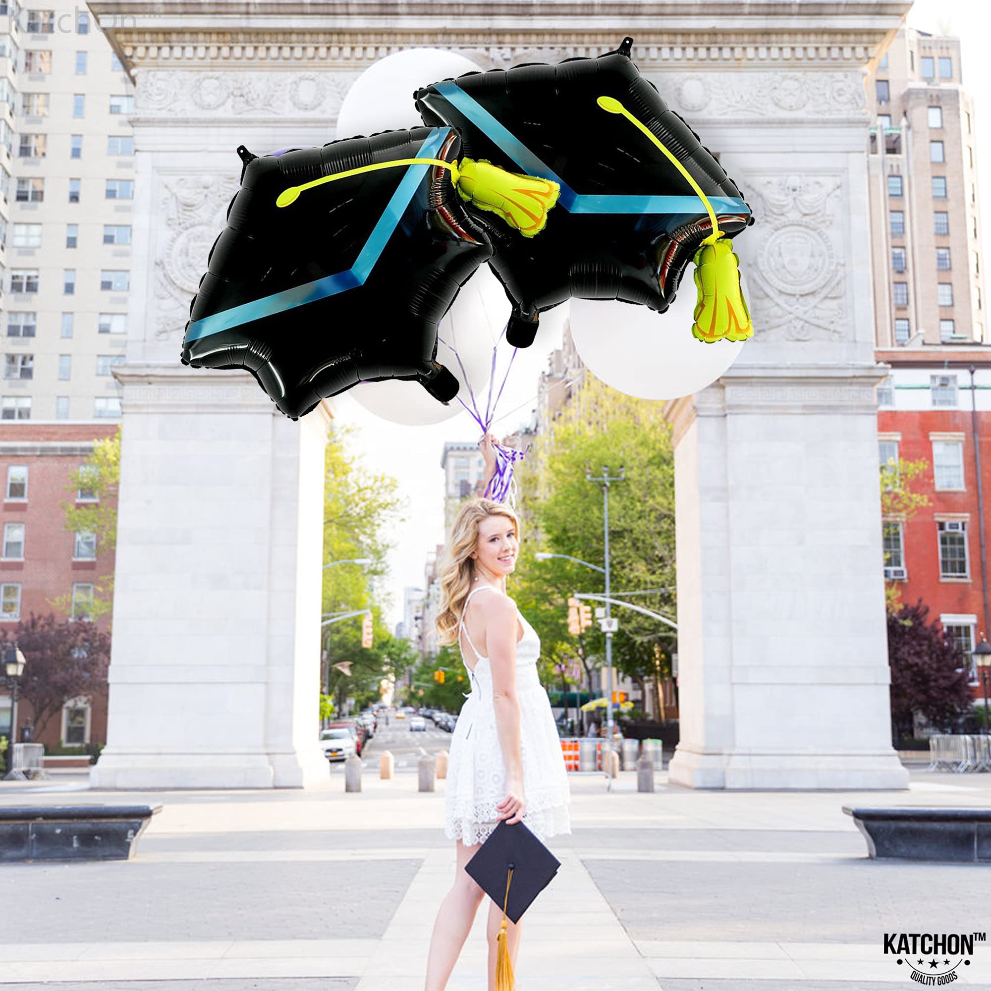 KatchOn 22 Inch Graduation Cap Balloons - Pack of 2, Large Grad Hat Balloons for Class of 2025 Decorations | Perfect for Graduation Parties, Photo Backdrops & School Celebrations