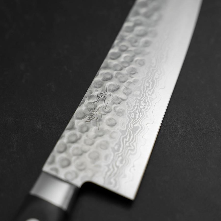 Premium Santoku Knife 180mm - VG-10 Tsuchime Damascus Steel Blade with Ergonomic Black Handle - Perfect for Sushi, Vegetables & Meat Cutting