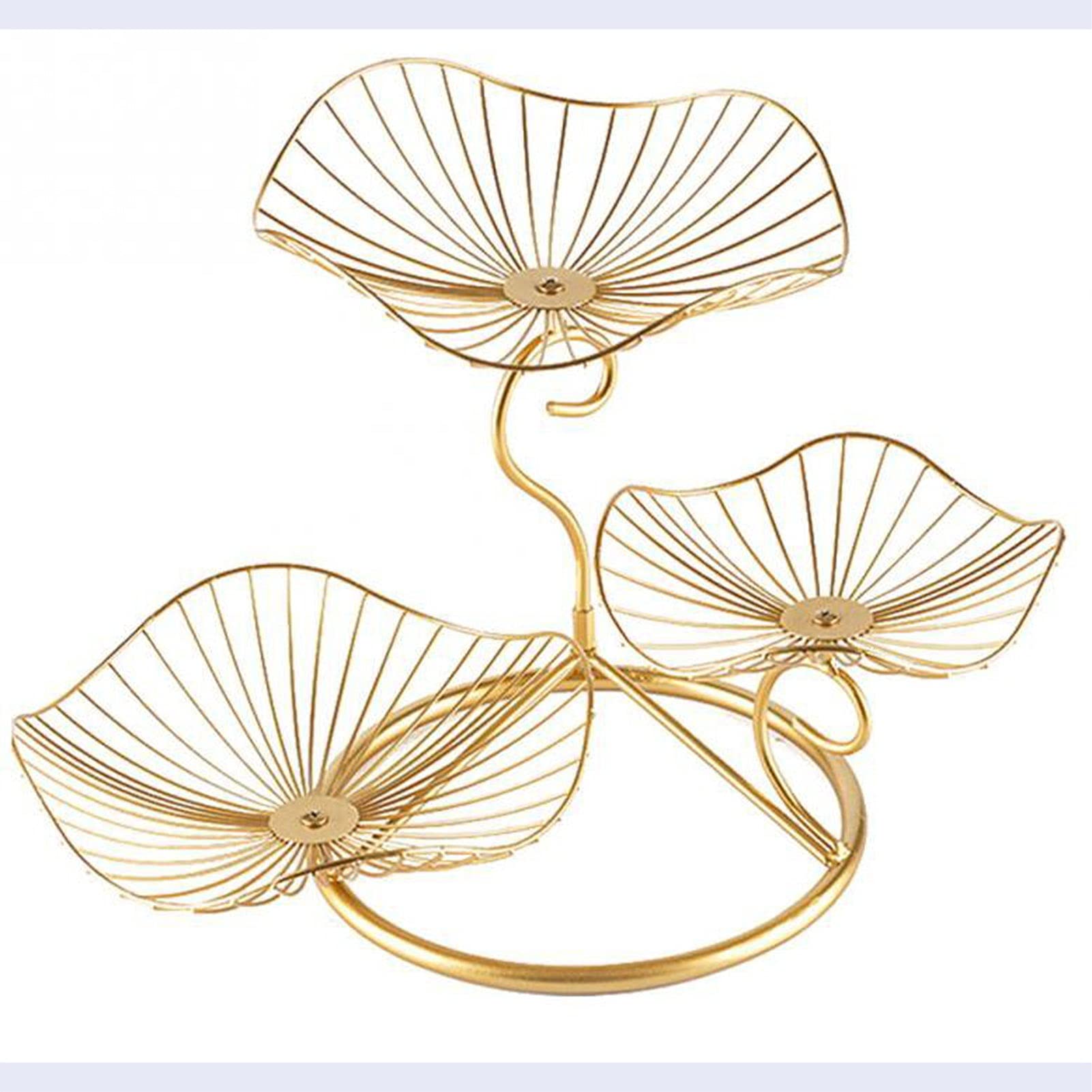 Gold Multi-Layer Fruit Stand - 3 Tier Round Metal Snack Rack for Kitchen, Living Room | Cake & Dessert Display Tray | Durable Dish Holder for Parties, Dining, Home Decor (0430)