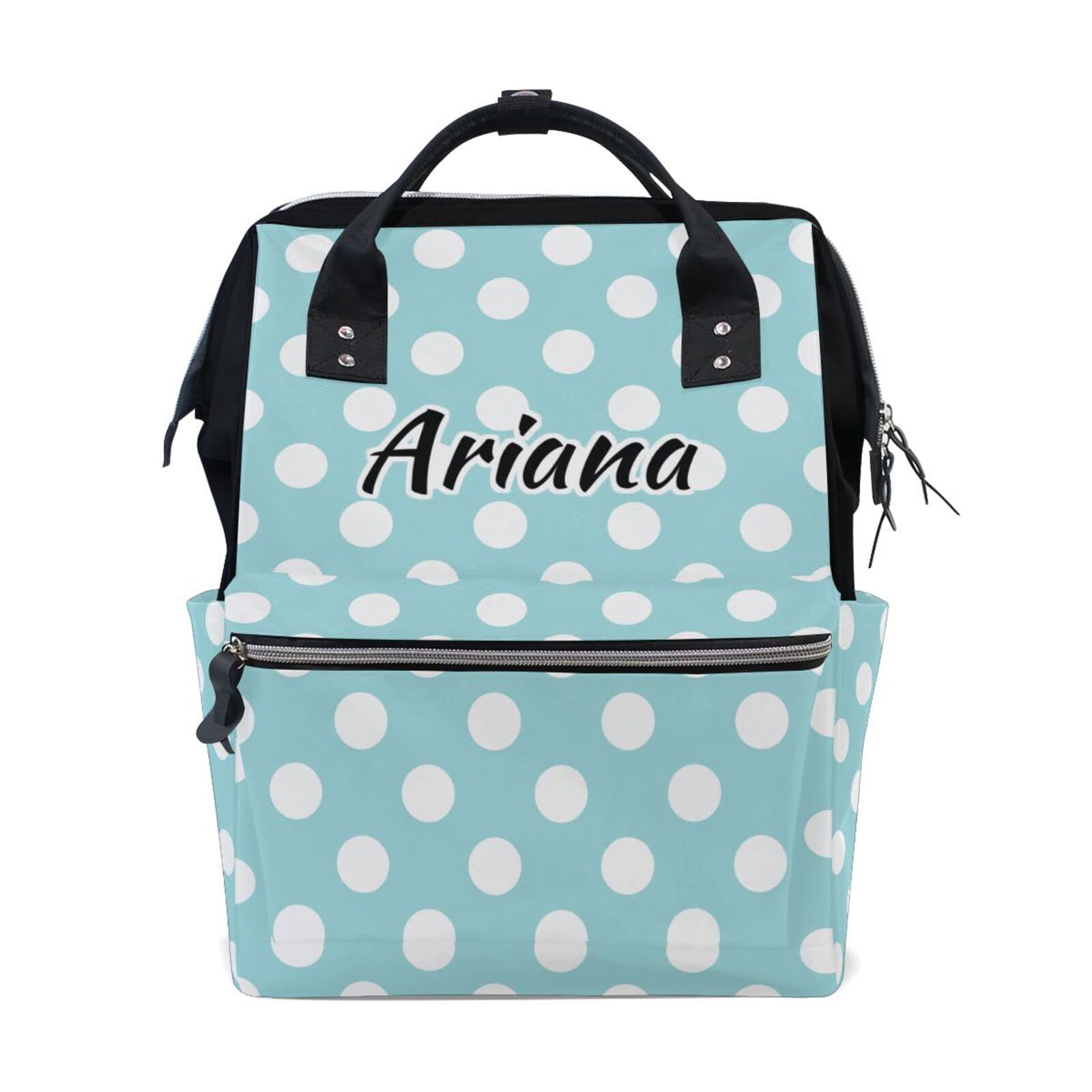 Custom Green Polka Dot Diaper Backpack - Large Capacity Personalized Maternity Bag for Moms | Waterproof Baby Changing Backpack for Travel, Hospital & Everyday Use | Perfect Mother's Day Gift for Women & Girls