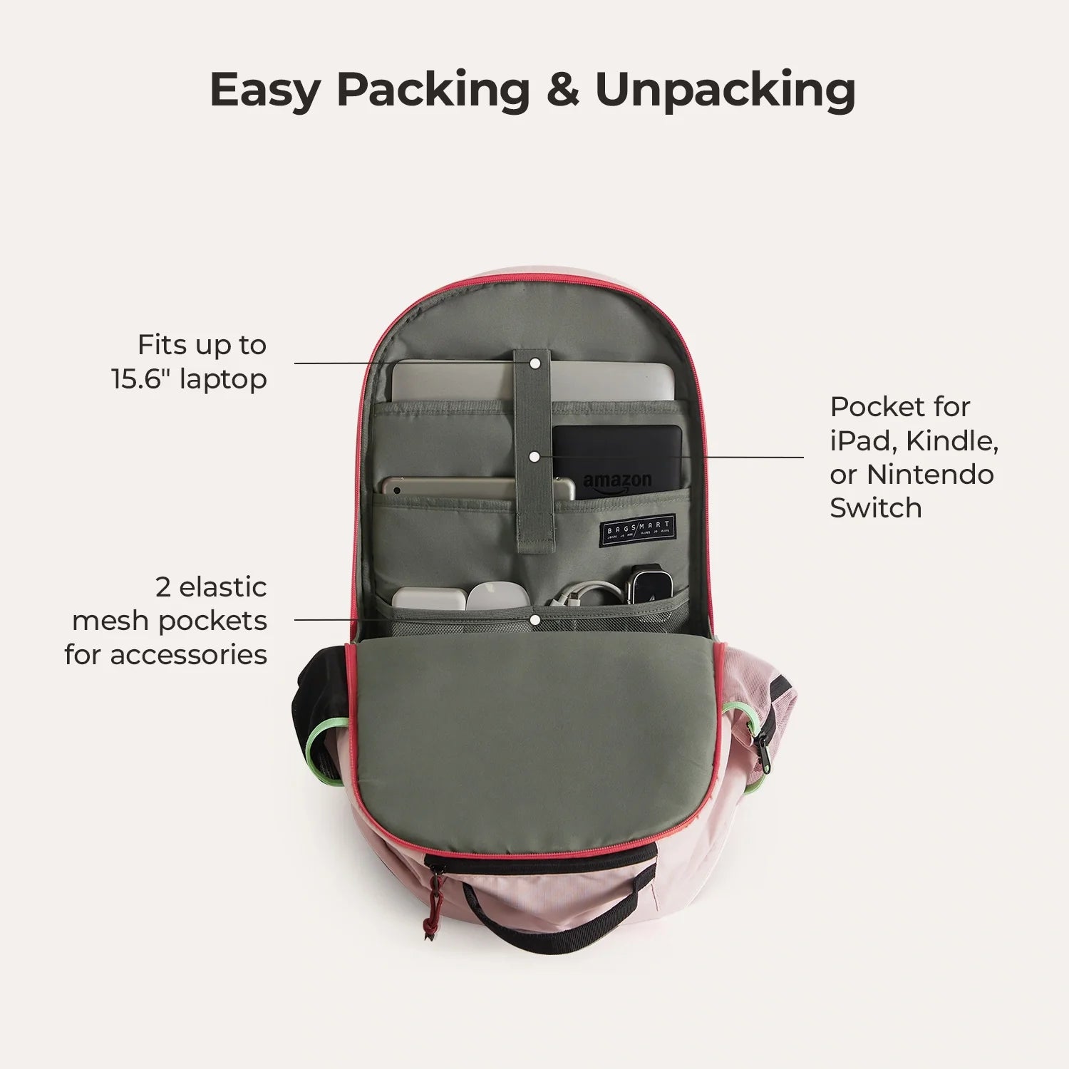 15.6 Inch Laptop Backpack for Men & Women - Waterproof Travel Backpack with USB Charging Port - Perfect for Work, School, and Business Trips