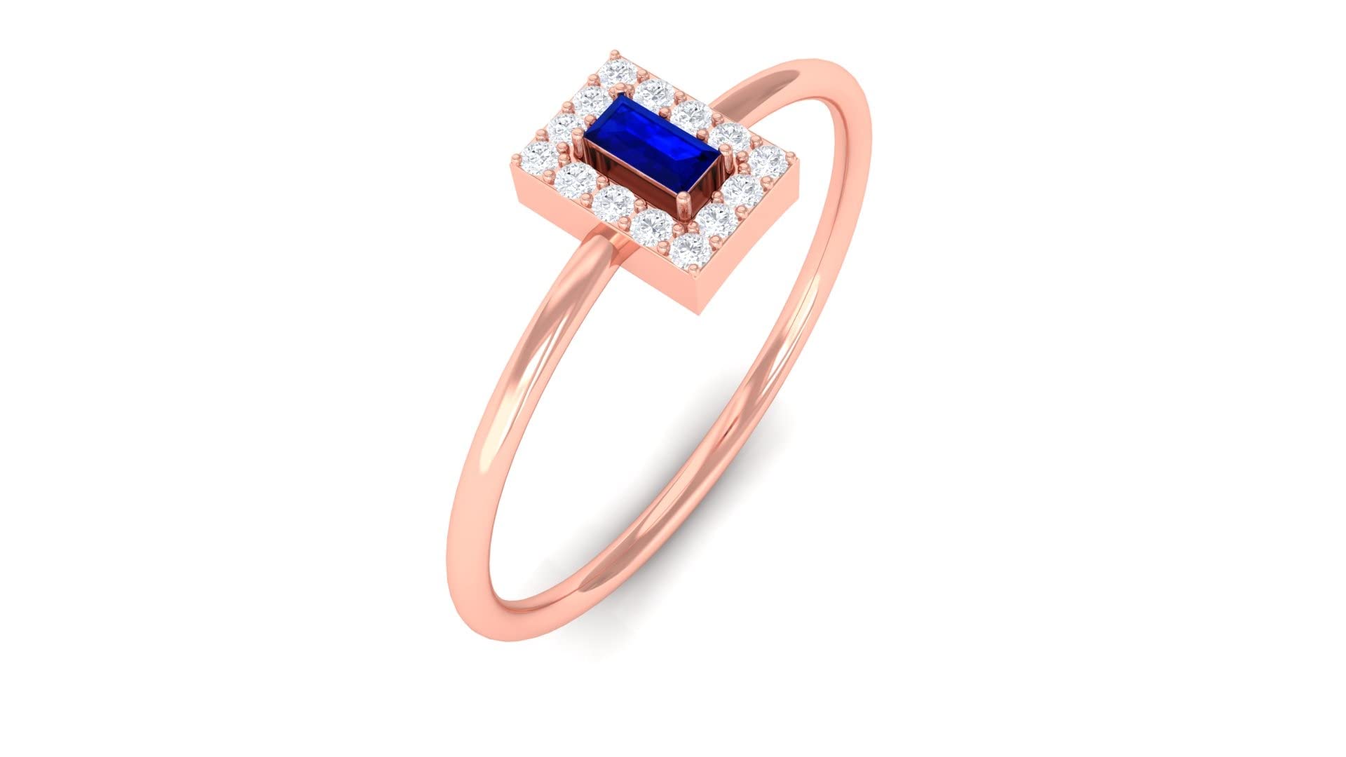 Certified Lab-Created Blue Sapphire Promise Ring for Women | 14K Solid Gold with Diamond Halo | Elegant Dainty Engagement Ring | Perfect for Anniversaries, Proposals & Special Occasions