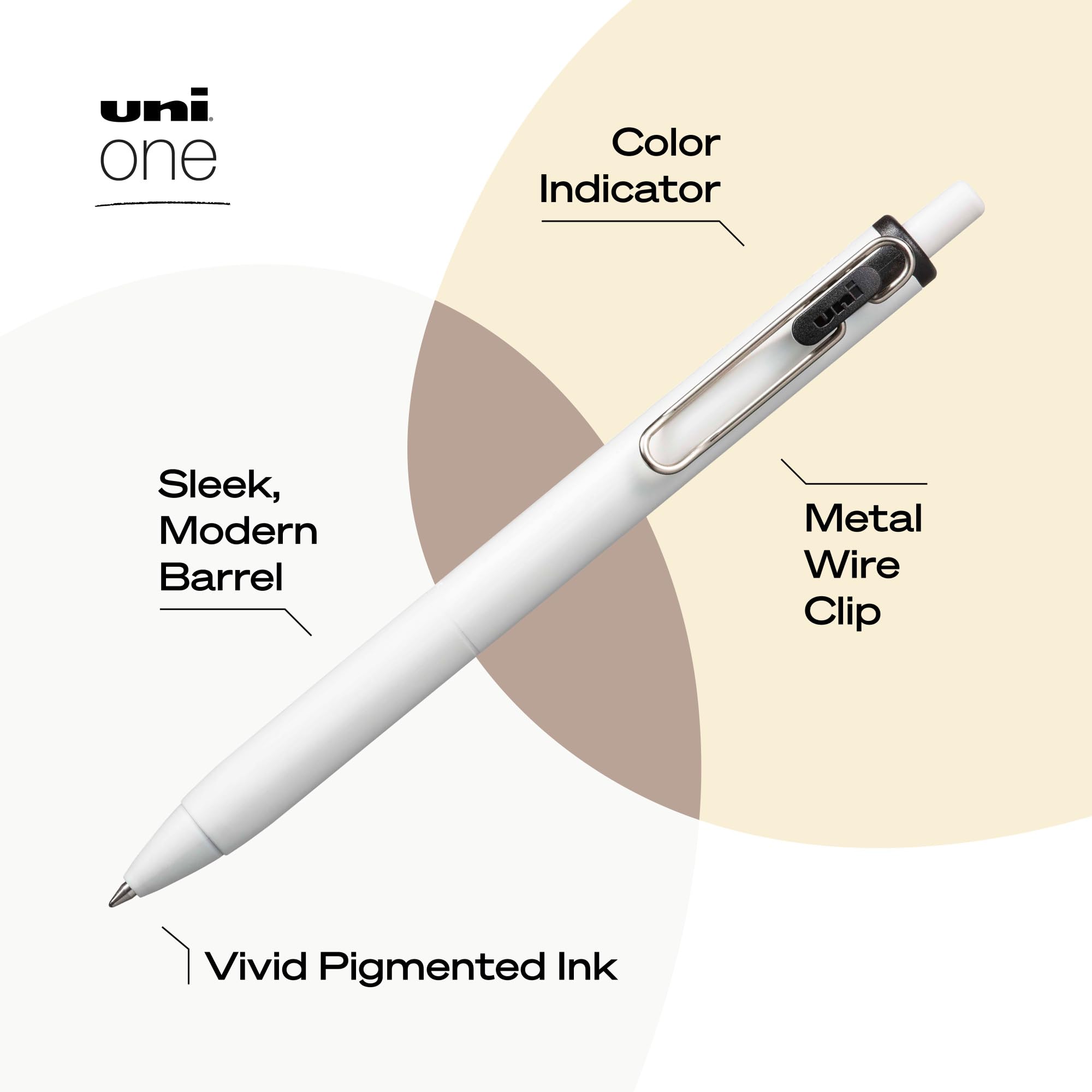 Uniball One Gel Pen 5 Pack - 0.7mm Medium Black Gel Ink Pens for Smooth Writing | Office & School Supplies, Note Taking, Journaling, Drawing | Ballpoint, Fine Point, Colored Pens Alternative
