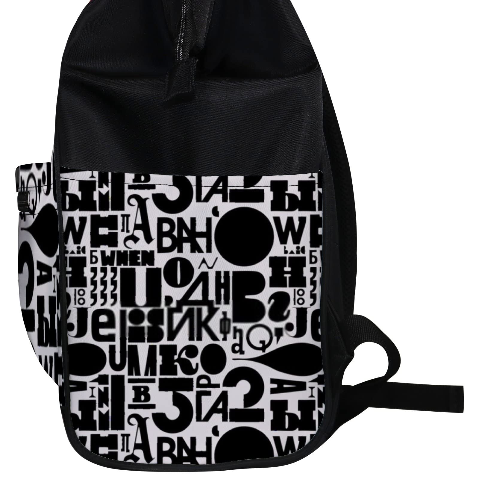 **Stylish Waterproof Diaper Backpack for Moms - Large Capacity Baby Nappy Bag with Decorative Letters, Black & White - Perfect for Nursing, Travel & Daily Use**