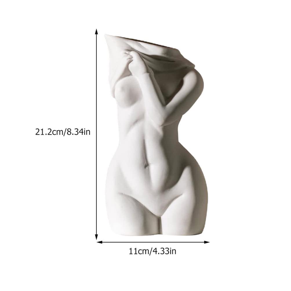 White Ceramic Feminine Curve Vase - Elegant Floral Vase for Modern Bohemian Home Decor | Perfect for Centerpieces, Wedding Decor & Boho Chic Living Spaces