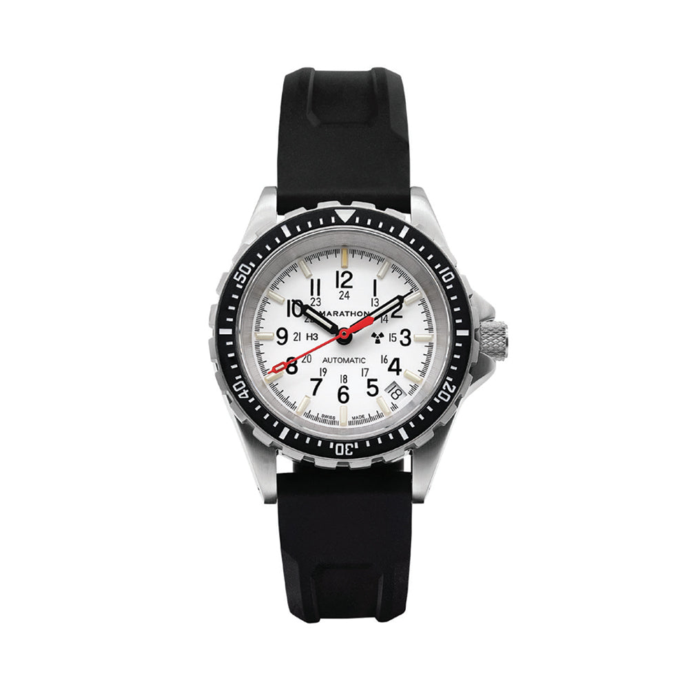 Arctic Edition Type II Diver's Automatic Watch (MSAR Auto) 36mm White Dial on Rubber Strap - Waterproof Dive Watch for Scuba Diving & Outdoor Adventures
