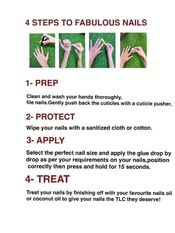 AMOK STORE Set of 12 Press On Fake Nails with Jelly Glue - Lightweight & Long Lasting False Nails for Women | Easy to Apply | Perfect for Parties, Weddings & Daily Wear