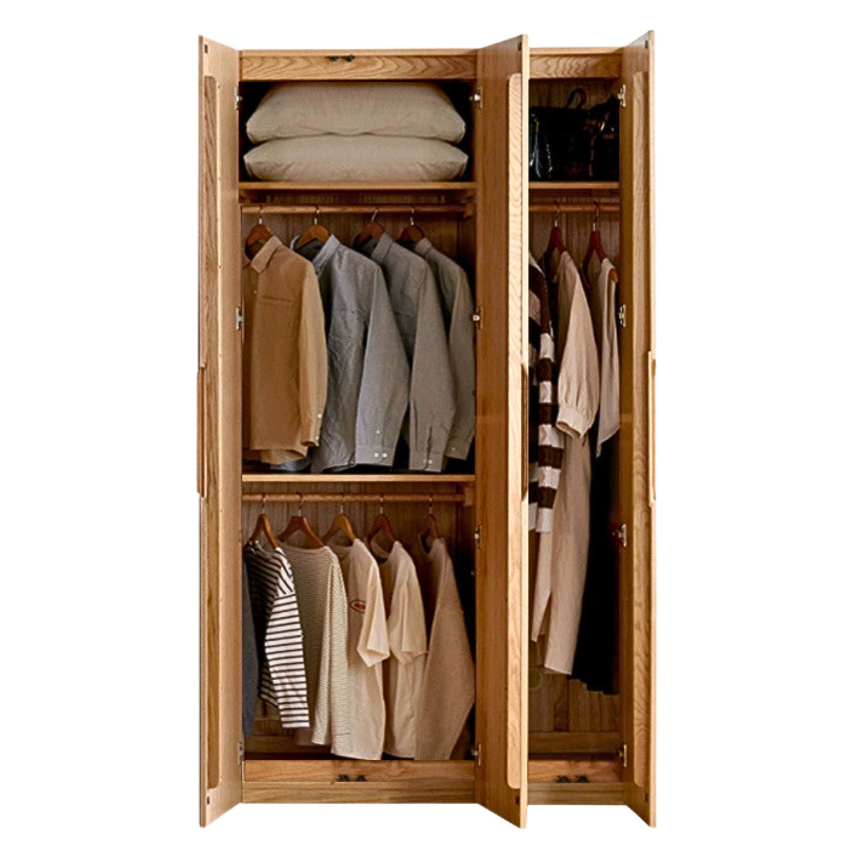 47.2x23.2x86.6 inch / 120x59x220 cm / Natural Wood Color / Three doors  Wardrobe  type B + type A