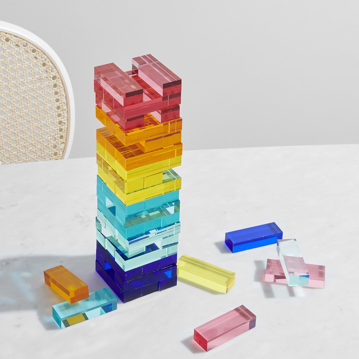 Premium Acrylic Jumbling Tower Game - 54 Wooden Blocks for Family Fun & Party Games - Perfect for Kids, Adults, Indoor & Outdoor Gatherings