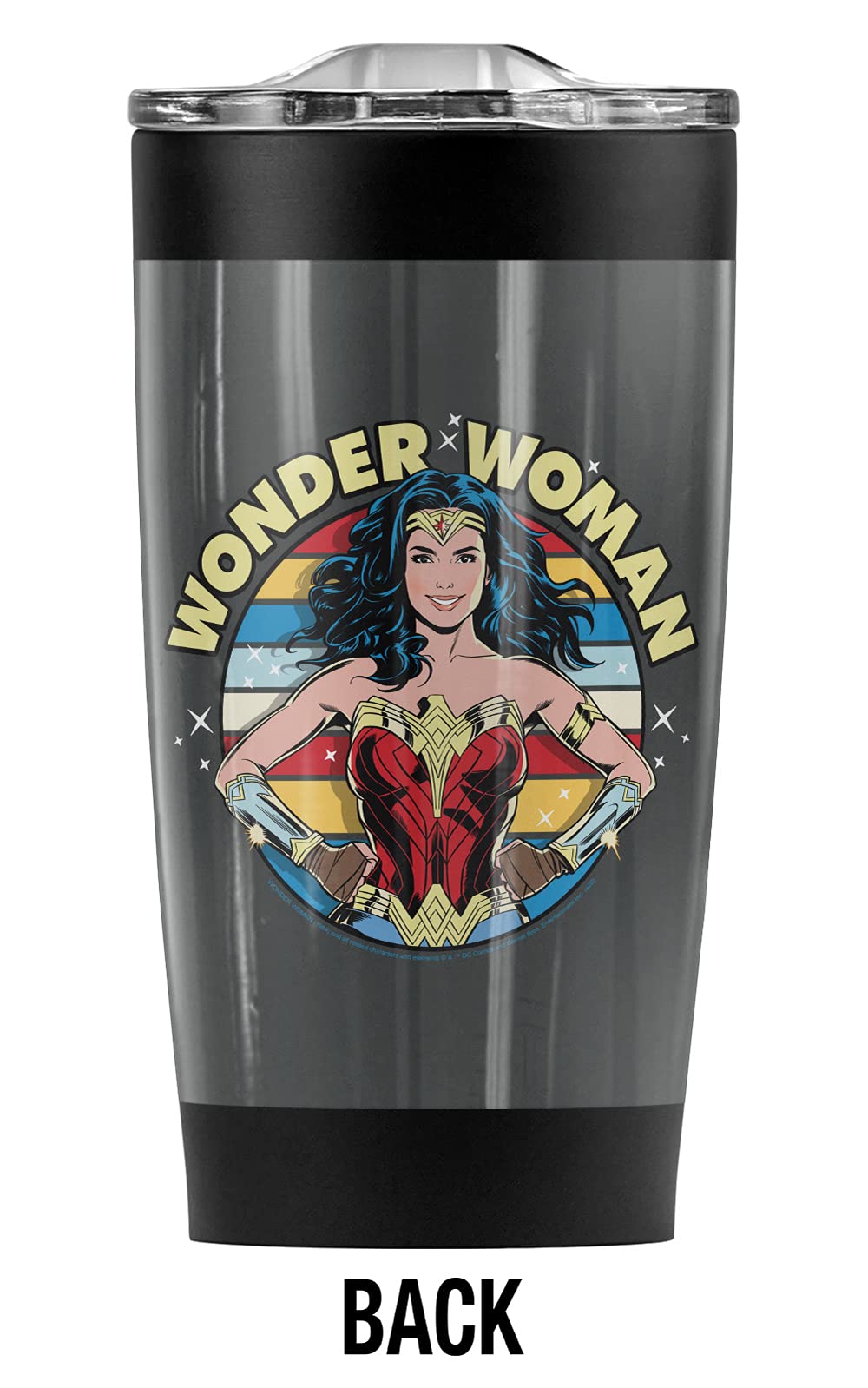 Wonder Woman 1984 Stainless Steel Tumbler 20oz - Vacuum Insulated Coffee Travel Mug with Leakproof Lid - Keeps Hot & Cold Beverages Perfect Temperature - Ideal for Office, Gym, Camping & Road Trips