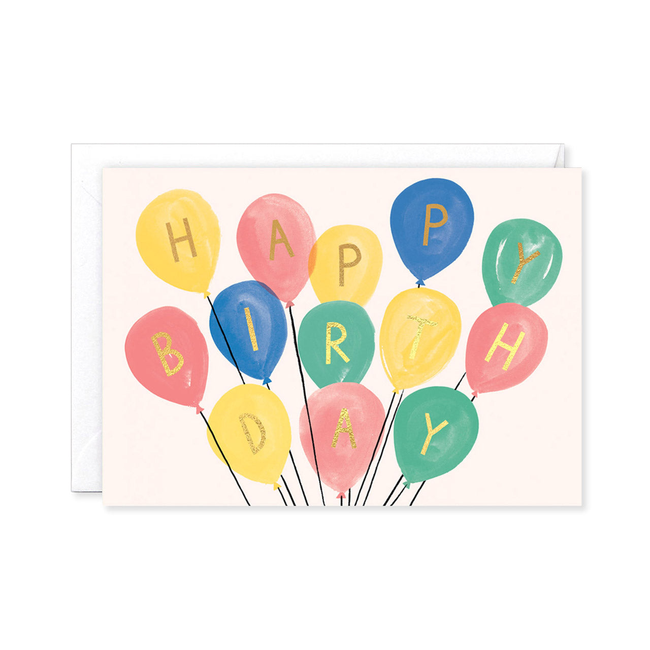 Happy Birthday Balloons Greeting Card - Elegant Birthday Card with Balloon Design for Parties, Celebrations & Special Occasions
