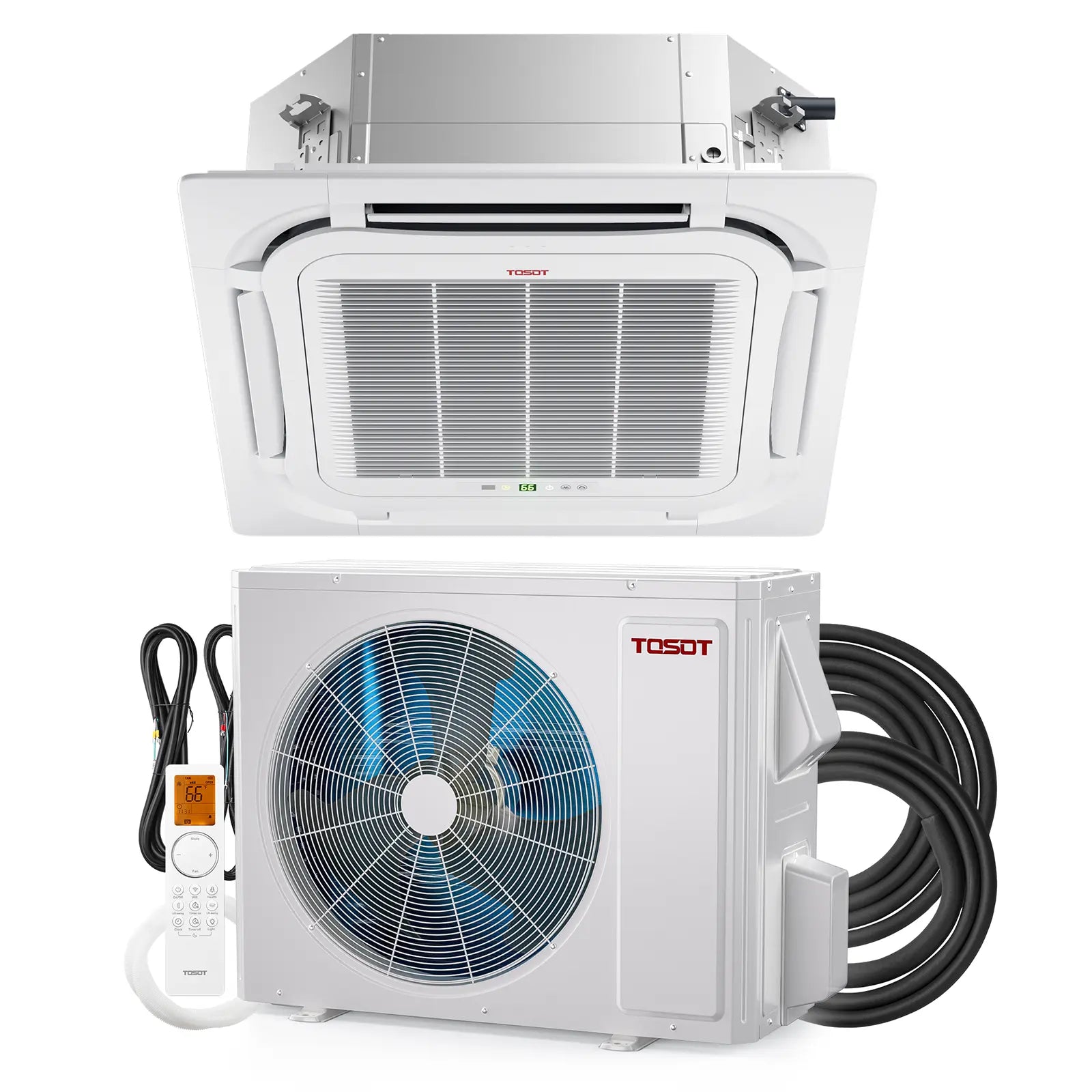 34,000 BTU Ceiling Cassette Mini Split Air Conditioner - High Efficiency Cooling System for Large Rooms, Homes & Offices | Quiet & Energy Saving AC Unit for Year-Round Comfort