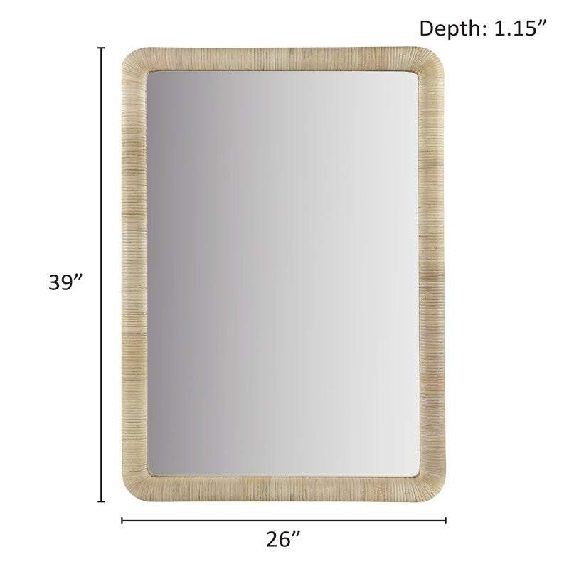 Natural Rattan Rectangle Wall Mirror - Handwoven Boho Decor for Living Room, Bedroom, or Entryway - Lightweight & Durable Home Accent