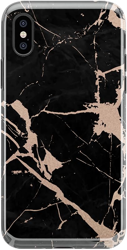 Cracked Rose Gold Black Marble