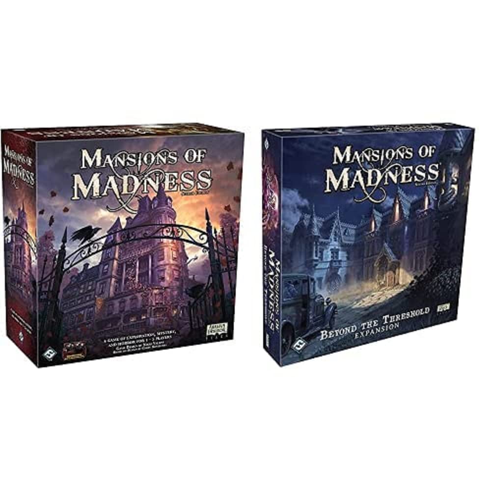 Mansions of Madness & Beyond The Threshold Board Game Bundle - Base Game + Expansion | Cooperative Horror Mystery Tabletop Game for Adults by Fantasy Flight Games | Perfect for Game Nights, Halloween Parties & Strategy Lovers