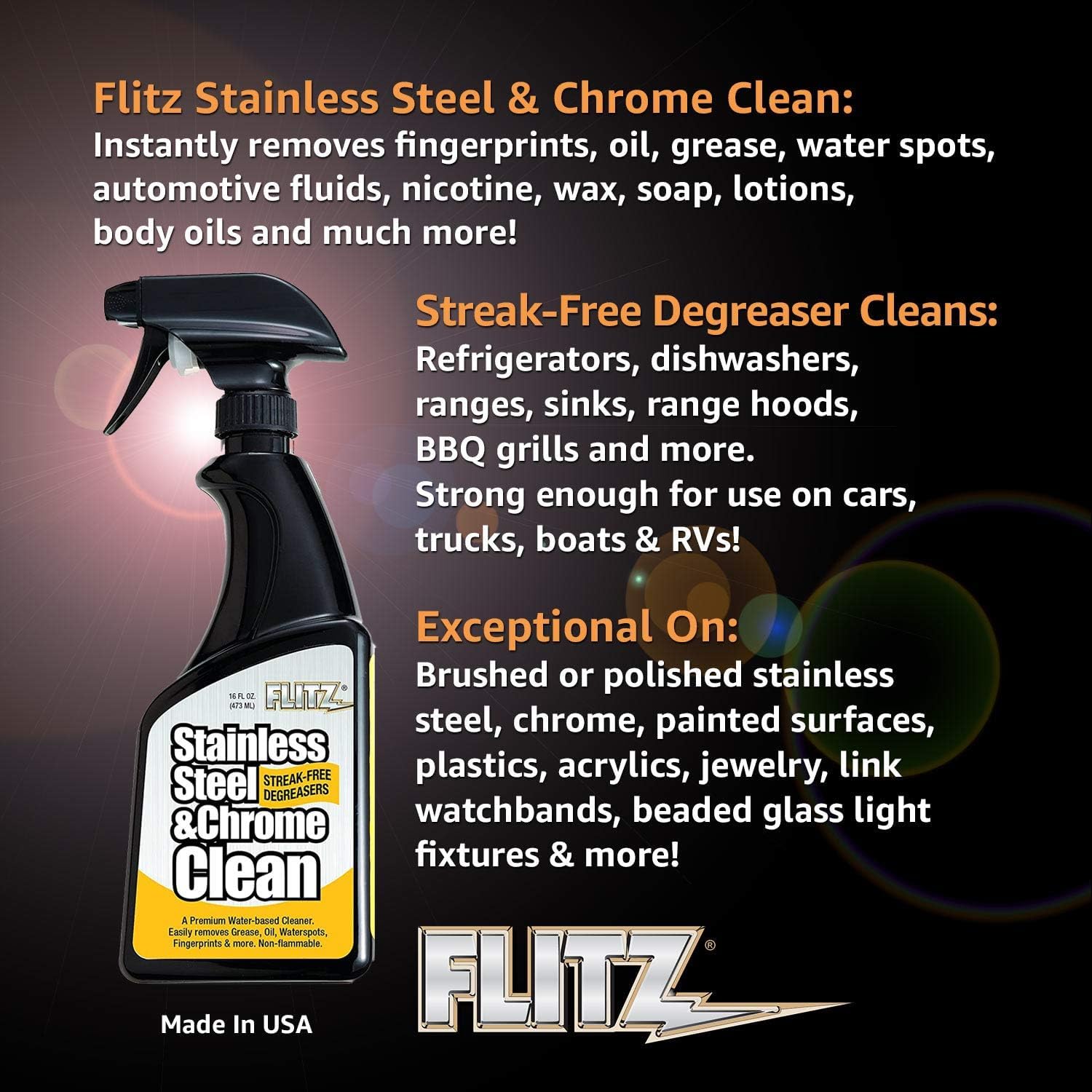 Flitz Stainless Steel Cleaner & Polish - 16 oz (6 Pack) | Streak-Free Shine for Appliances, Refrigerators, Dishwashers, Sinks, BBQ Grills & Ovens | Perfect for Kitchen Cleaning, Outdoor Grill Maintenance & Home Appliance Care