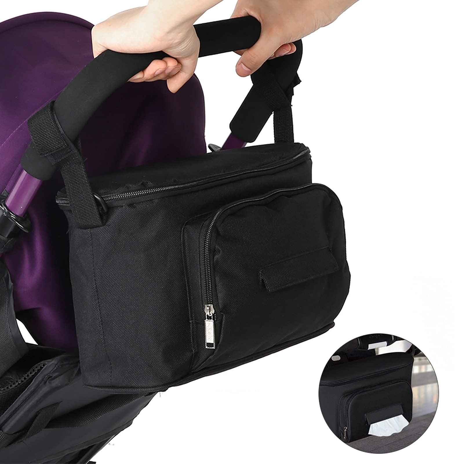 Stroller Organizer with Cup Holder & Phone Bag - Detachable Storage Caddy for Baby Strollers - Perfect for Diapers, Bottles & Essentials on the Go