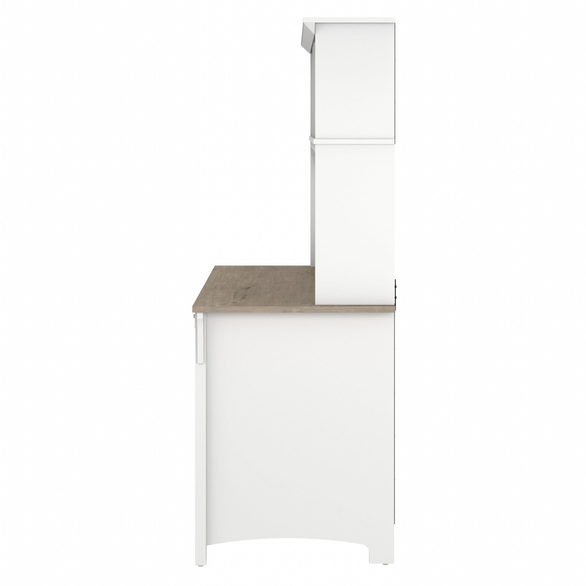 Bush Furniture Salinas Computer Desk with Hutch - Modern Home Office Desk with Drawers, Cabinets & Pull-Out Keyboard Tray in Pure White/Shiplap Gray | Study Table for Small Spaces, Work from Home Setup, Dorm Room or Office Workspace
