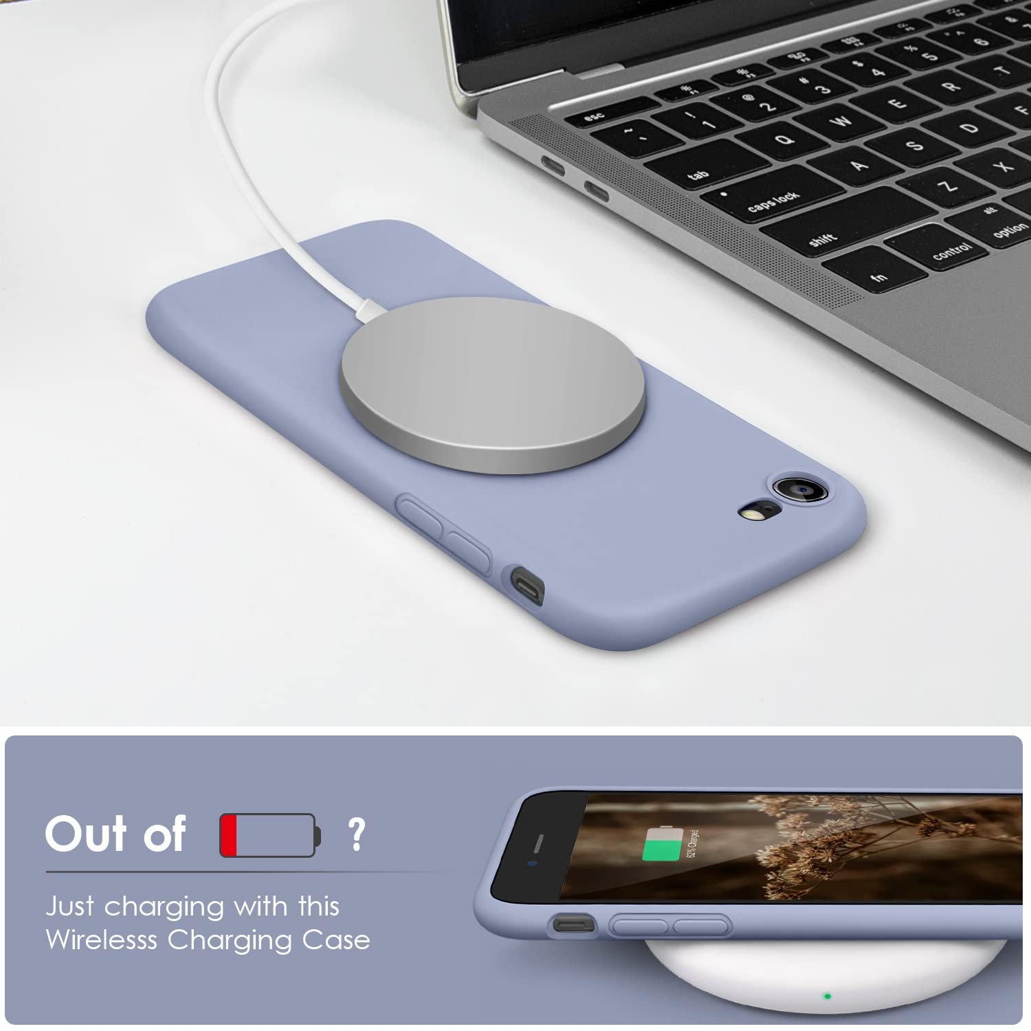 VIKESI Liquid Silicone Phone Case for iPhone SE 2022/2020, iPhone 8 & iPhone 7 (4.7 Inch) - Ultra Soft Protective Cover with Premium Grip for Women, Men & Teens - Blue Purple - Perfect for Daily Use, Work & Travel