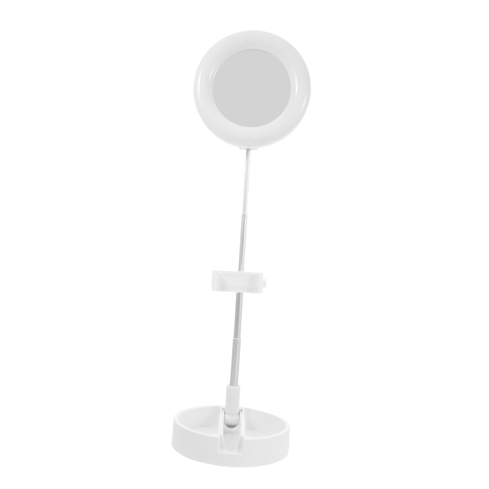 Foldable ABS White LED Phone Stand Holder - Multipurpose Desk & Beauty Mobile Phone Stand for Hands-Free Viewing, Perfect for Watching Videos, Video Calls & Makeup Tutorials