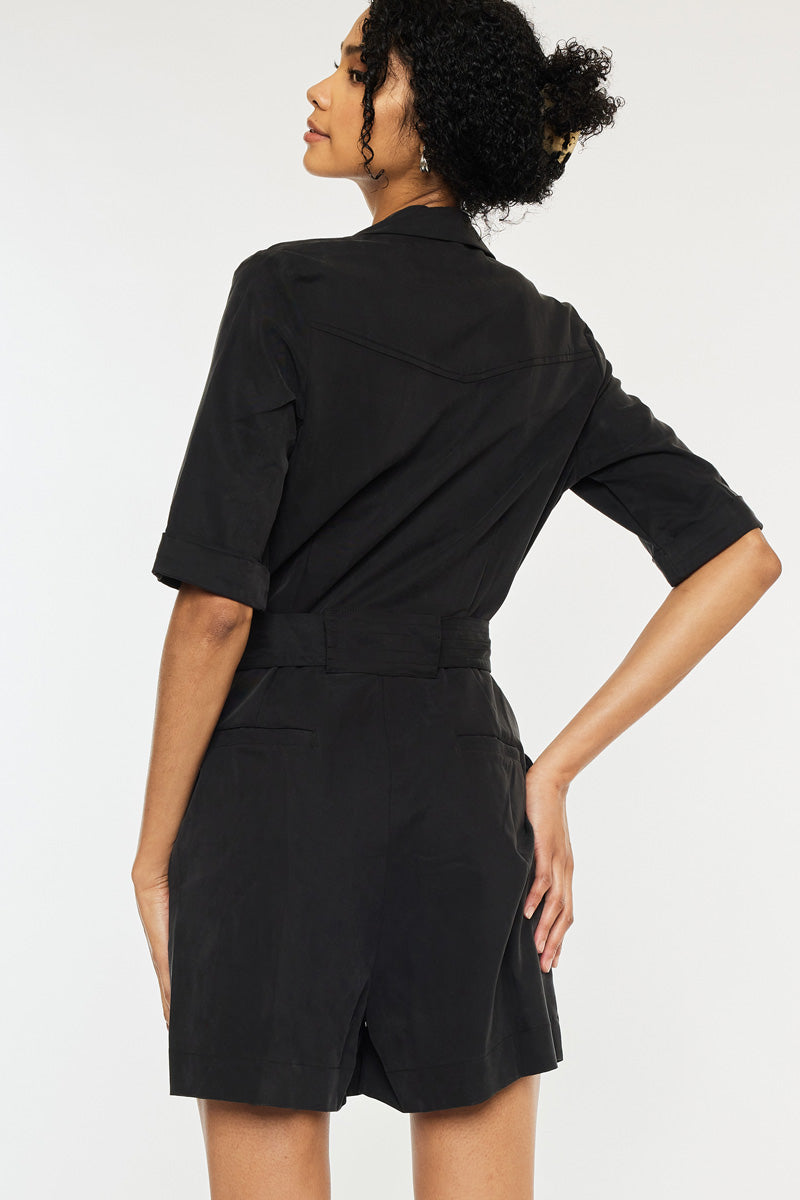 Stylish Edna Blazer Romper for Women - Trendy Jumpsuit with Lapel Collar & Belt - Perfect for Office, Party & Special Occasions