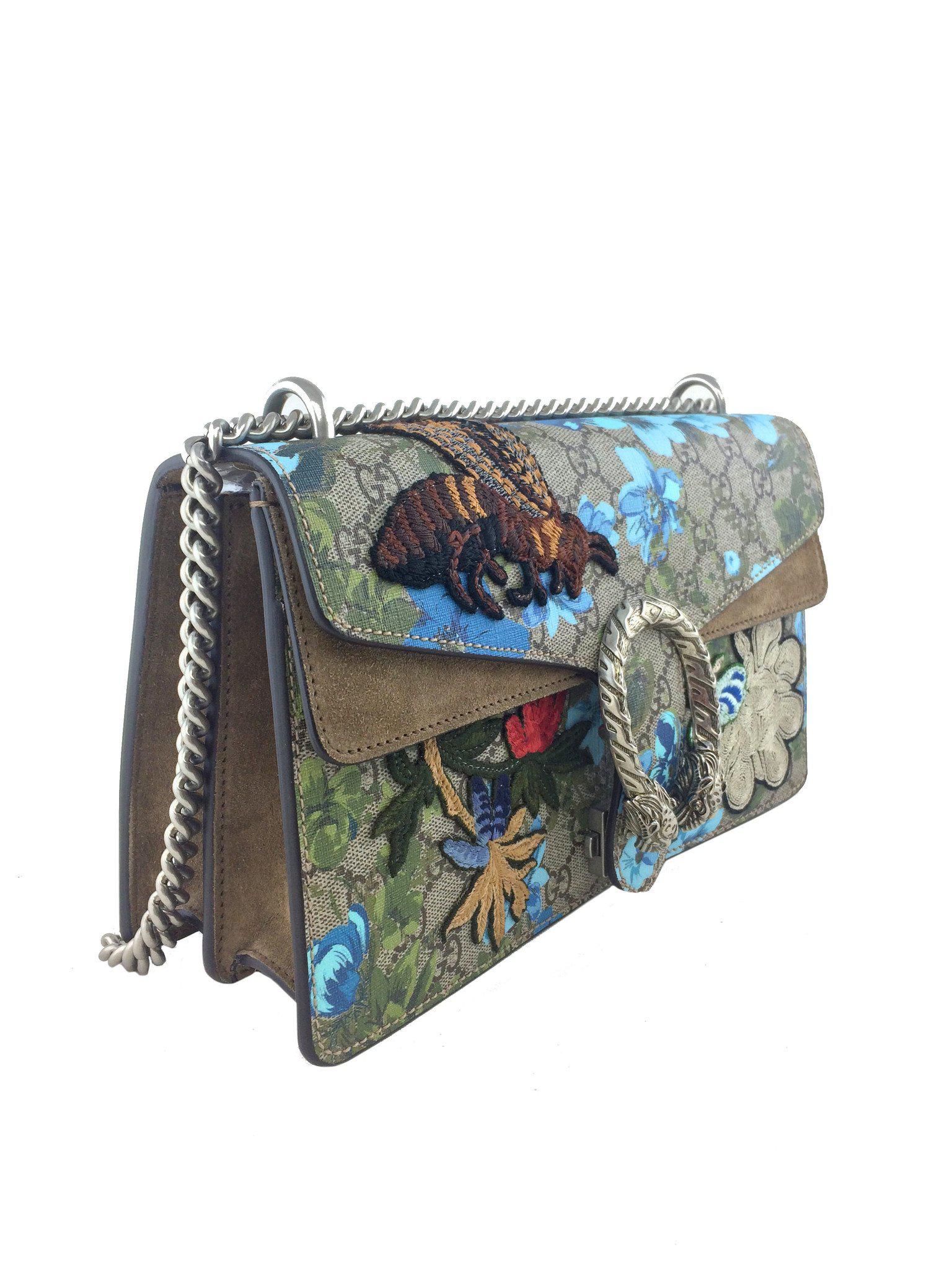 Gucci GG Supreme Small Dionysus Shoulder Bag with Painted Flowers & Patches - Luxury Crossbody Purse for Women, Perfect for Date Night & Evening Events