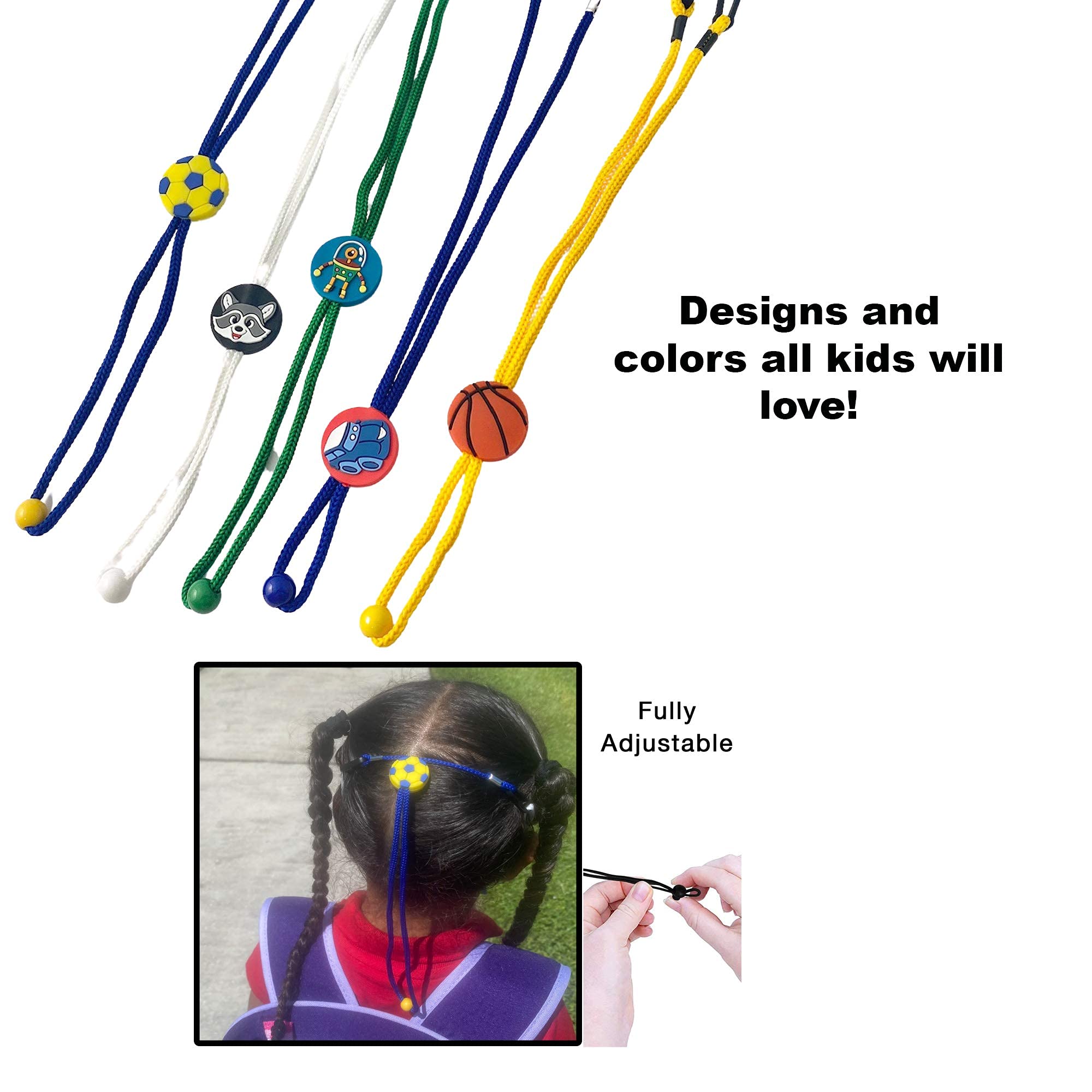 Adjustable Kids Mask Lanyard with Breakaway Clip - 5 Pack Safety Face Mask Holder for Children - Perfect for School, Travel & Outdoor Activities