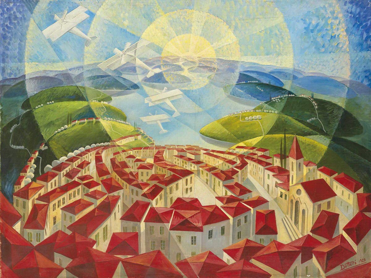 Berkin Arts Gerardo Dottori Giclee Print - Famous Italian Futurist Painting Reproduction on Premium Paper - Fine Art Wall Decor Poster for Living Room, Bedroom & Office
