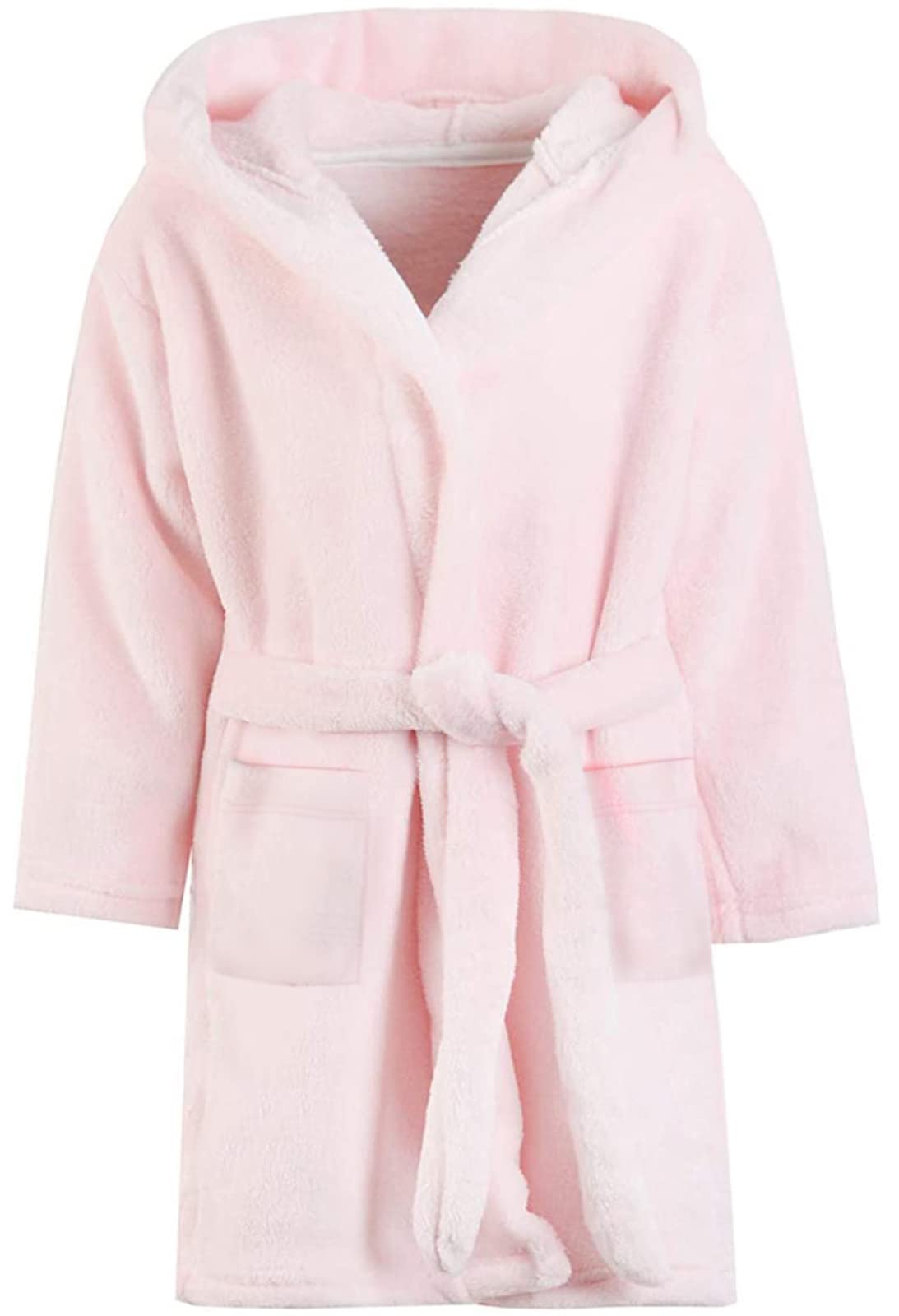 Umeyda Girls Fleece Hooded Robe with Belt - Soft & Cozy Bathrobe for Toddler to Teen (12 Months-18 Years) - Perfect for Bath Time, Lounging & Sleepovers
