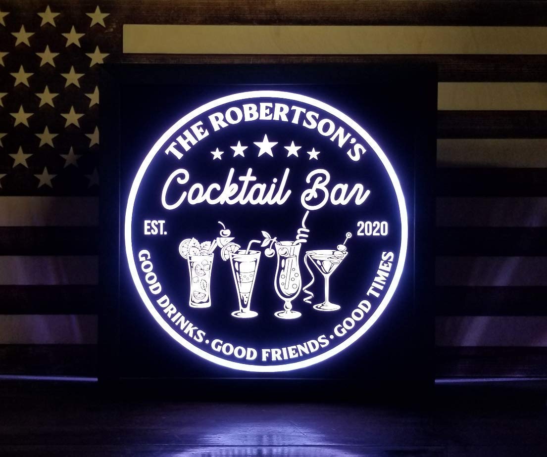 LED Whiskey & Cocktail Bar Sign - Unique Drink Glass Wall Art Light for Home Bars, Pubs & Game Rooms - Perfect Decor for Parties & Beverage Lovers - Durable & Energy Efficient LED Lighting for Nighttime Ambiance