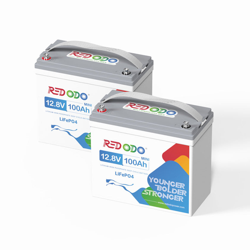 Redodo 12V 100Ah Mini Lithium LiFePO4 Battery - Smallest & Lightweight Deep Cycle Battery for RV, Boat, Solar System | Perfect for Trolling Motors, Off-Grid Power & Marine Applications