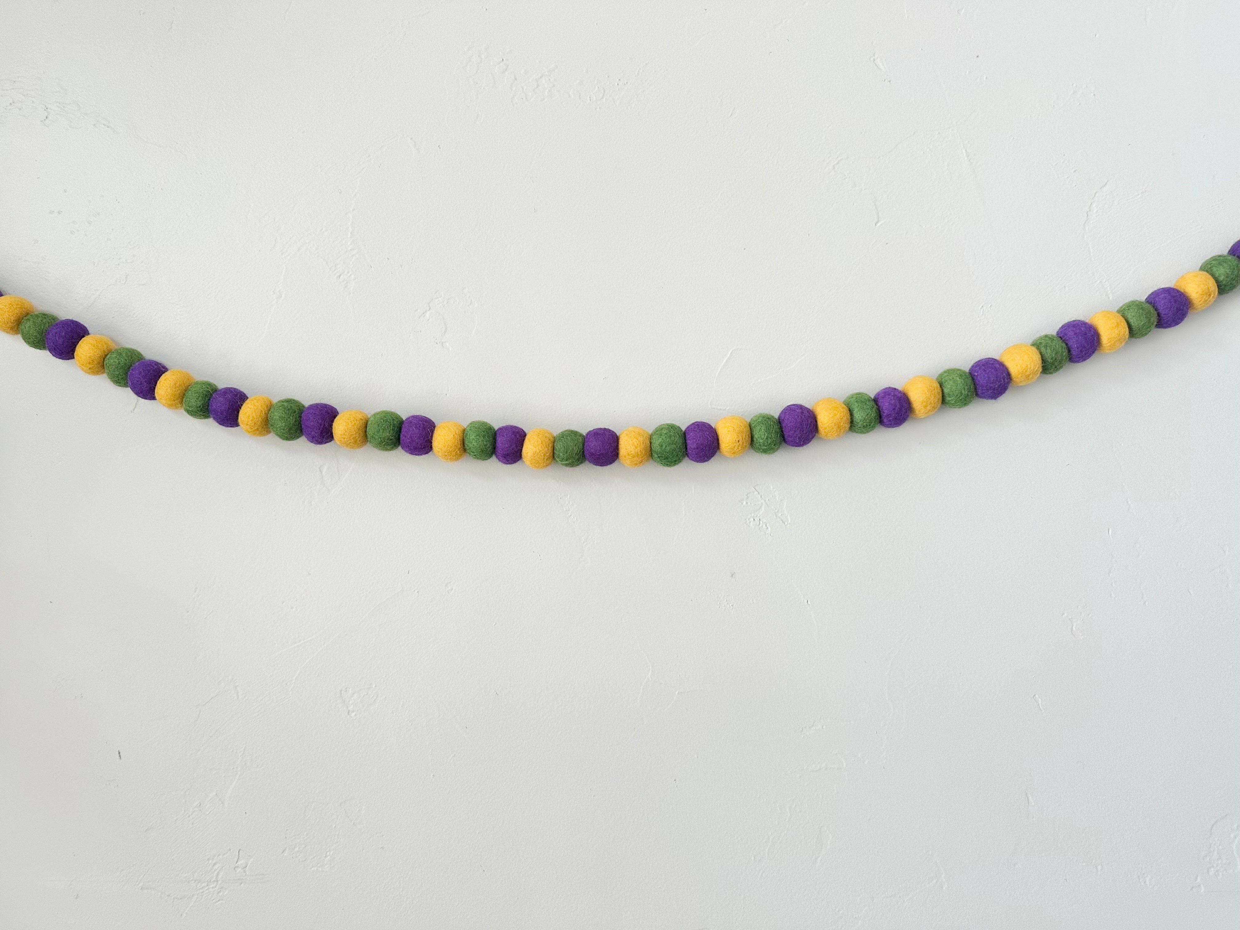 Regal Mardi Gras Beaded Garland - Purple Gold & Green Party Decorations for Festive Celebrations, Home Decor & Carnival Events