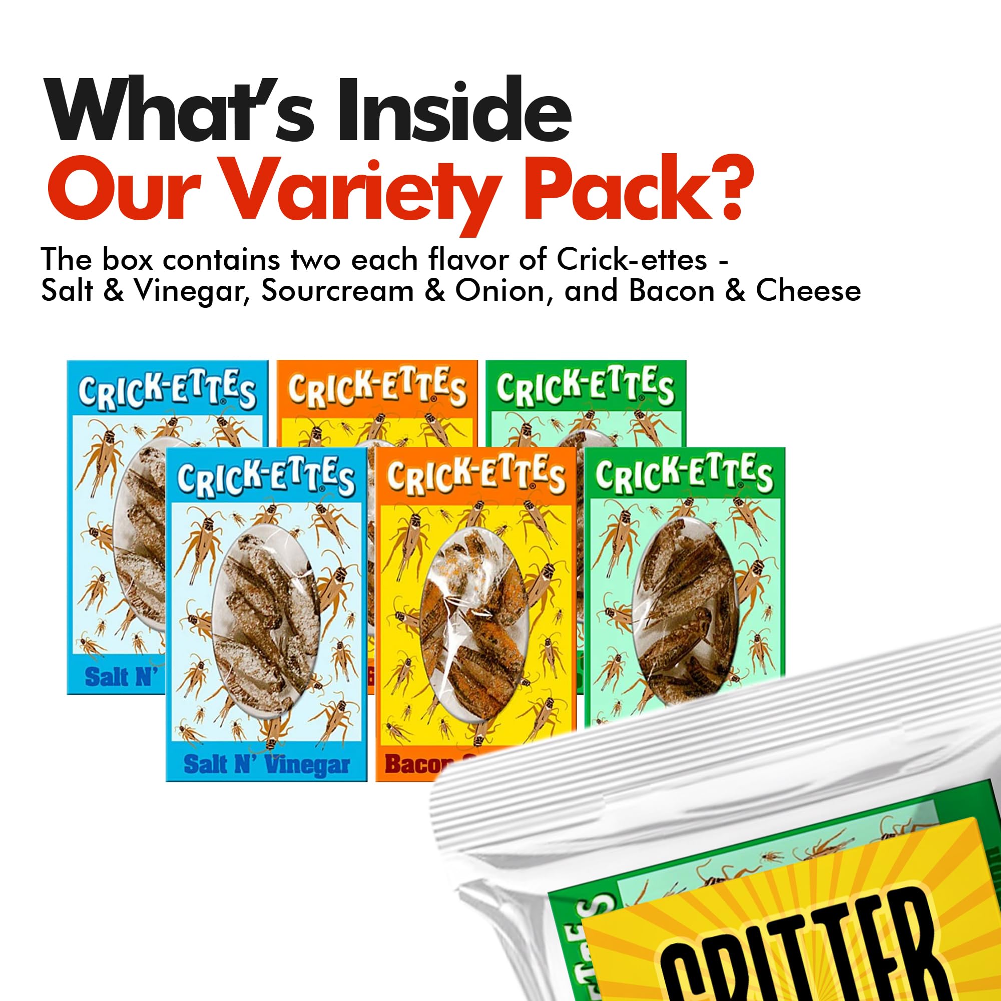 HotLix Crick-ettes Edible Crickets (6-Pack) | Crunchy Cricket Snacks, High-Protein Dried Insects for Humans, Exotic & Weird Food Gifts | Perfect for Camping, Hiking & Unique Party Snacks