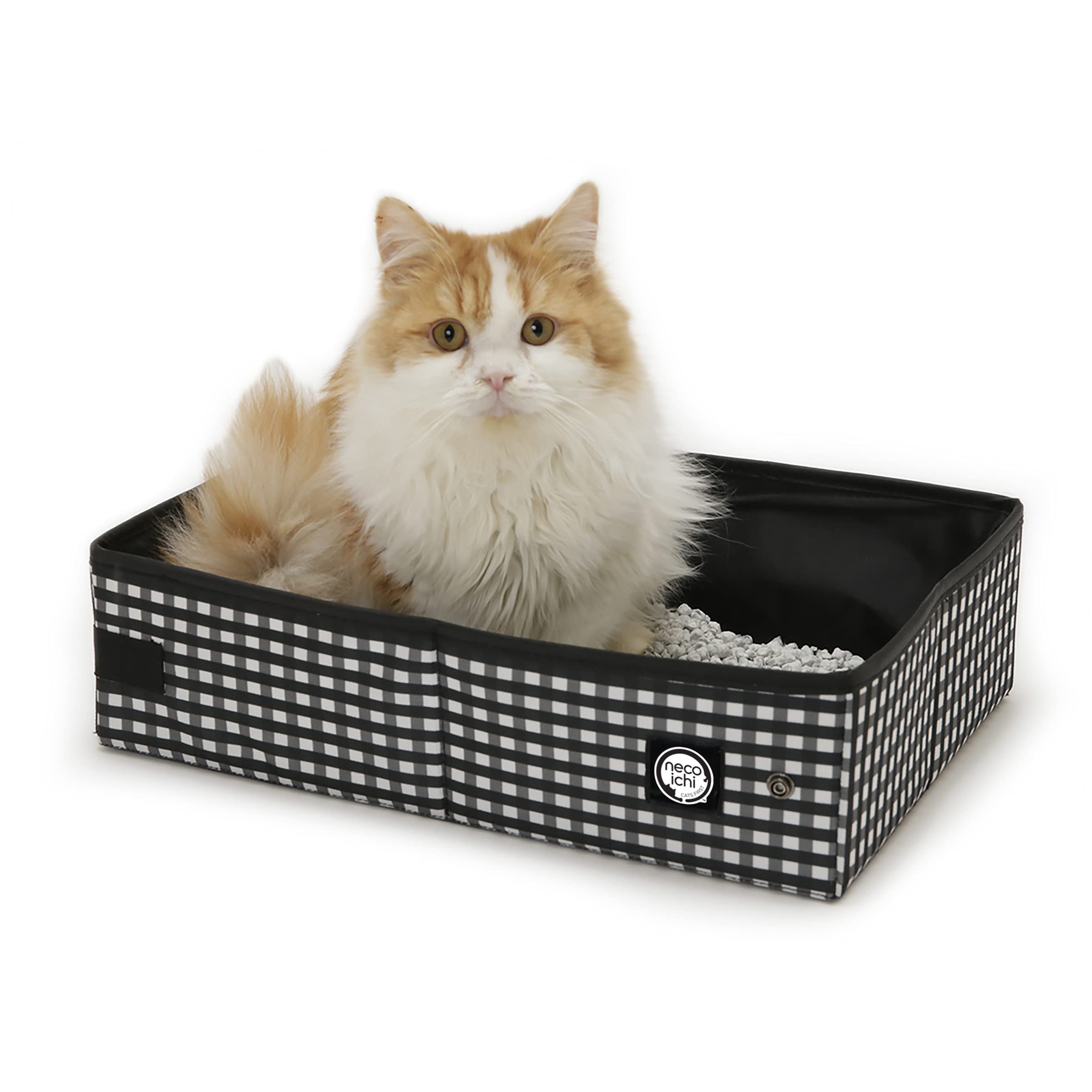 Necoichi Portable Stress-Free Cat Carrier with Litter Box - Lightweight Travel Cage for Indoor & Outdoor Use - Perfect for Vet Visits, Road Trips & Airplane Travel (Black)
