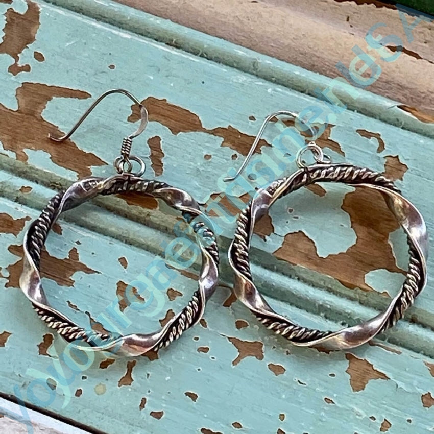 Vintage Mexican Sterling Silver Hoop Earrings for Women - Handmade Pierced Dangle Earrings for Everyday Wear, Parties & Gifts