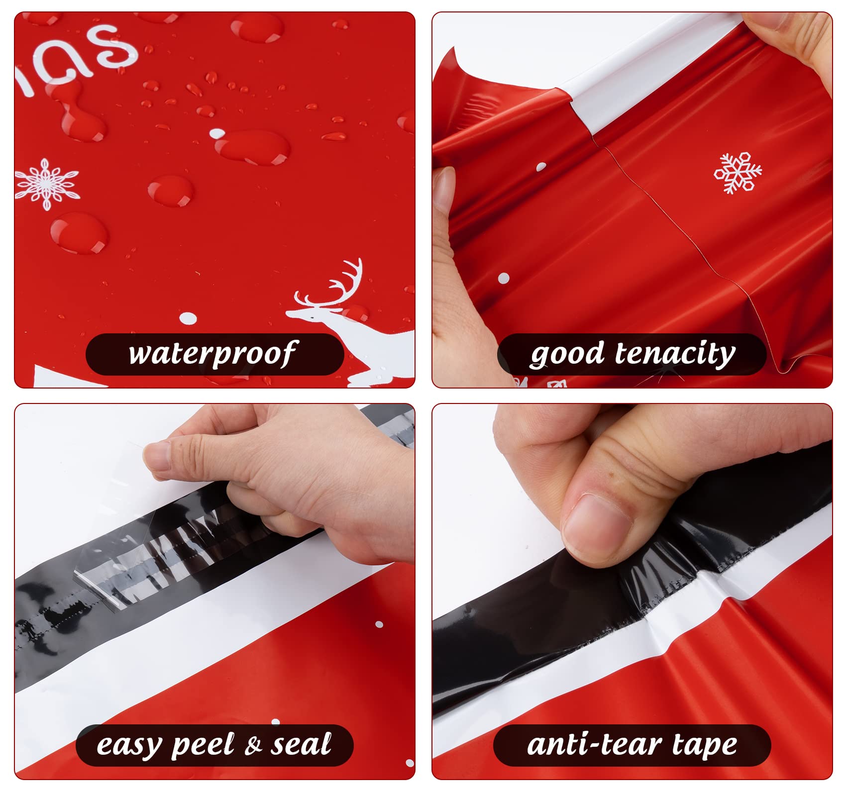 60 Pcs 12x16 Inch Red Poly Mailers - Self Seal Shipping Bags for Clothing & Small Business | Durable Tear-Resistant Christmas Shipping Envelopes | Perfect for Ecommerce, Online Stores & Holiday Packaging