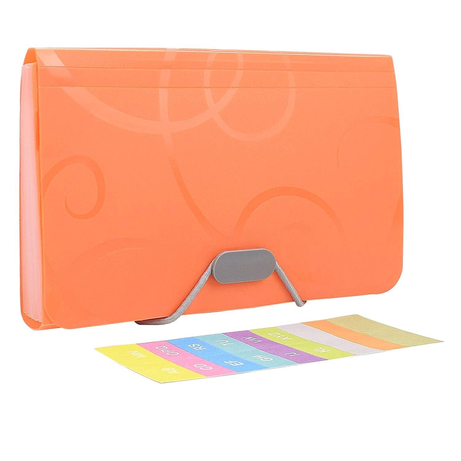 EKIND 7x4.5 Inch Expandable Portable File Folder - 13 Pocket Accordion Organizer for Cards, Coupons, Receipts & Tax Documents - A6 Plastic Wallet - Mini Expanding File Holder (1 Pack, Orange) - Perfect for Office, School, Home & Travel Organization